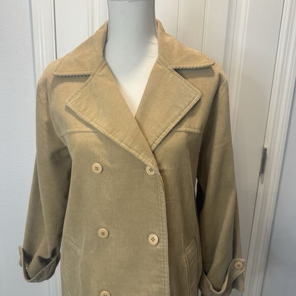 AT Denim Corduroy Jacket Women's Tan Mid Length Size Small Button Front - Picture 2 of 13